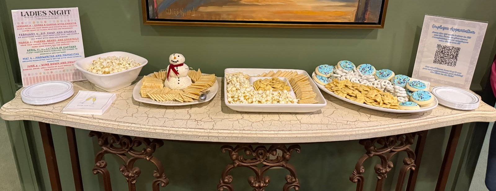 Ladies Enjoy Display of Snacks