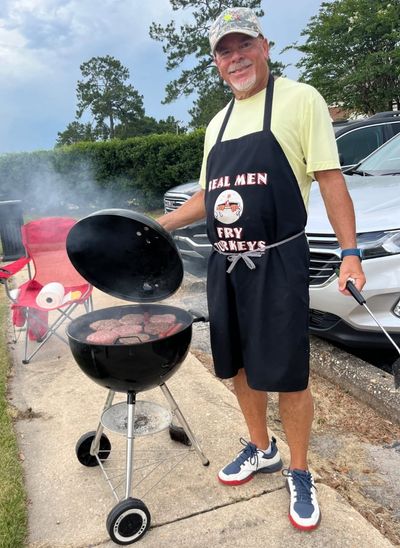 Harry Snead taking his turn on the grill